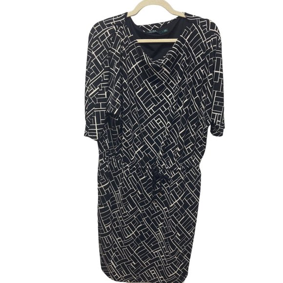 Lauren Ralph Lauren Dresses & Skirts - Lauren Ralph Lauren black white career-wear dress pockets tie waist large